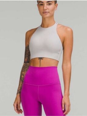 Lululemon Athletic Like A High Neck Cloud Longline Sports Bra Gray 6 8